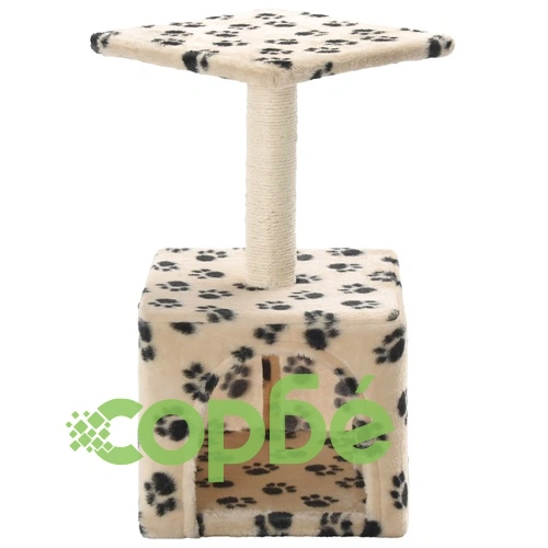 Котешко дърво със сизален стълб, 55 см, бежово, на лапички ➤ топ цена ➤ sorbe.bg