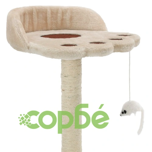 Котешко дърво със сизален стълб, 40 см, бежово и кафяво ➤ топ цена ➤ sorbe.bg