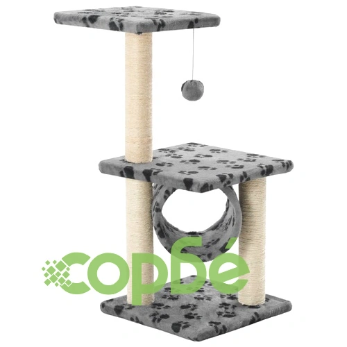 Котешко дърво със сизалени стълбове, 65 см, сиво, на лапички ➤ топ цена ➤ sorbe.bg