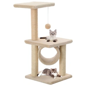 Котешко дърво със сизалени стълбове, 65 см, бежово