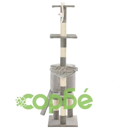 Котешко дърво със сизалени стълбове, 138 см, сиво ➤ топ цена ➤ sorbe.bg