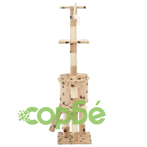 Котешко дърво със сизалени стълбове, 138 см, бежово, на лапички ➤ топ цена ➤ sorbe.bg