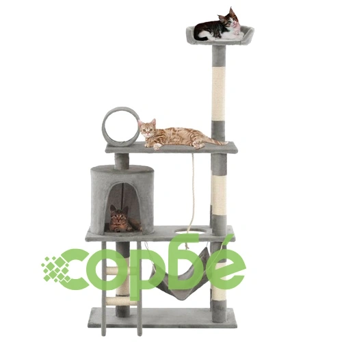 Котешко дърво със сизалени стълбове, 140 см, сиво ➤ топ цена ➤ sorbe.bg