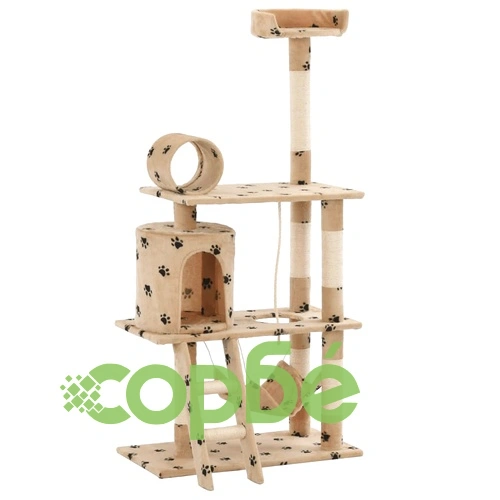 Котешко дърво със сизалени стълбове, 140 см, бежово, на лапички ➤ топ цена ➤ sorbe.bg