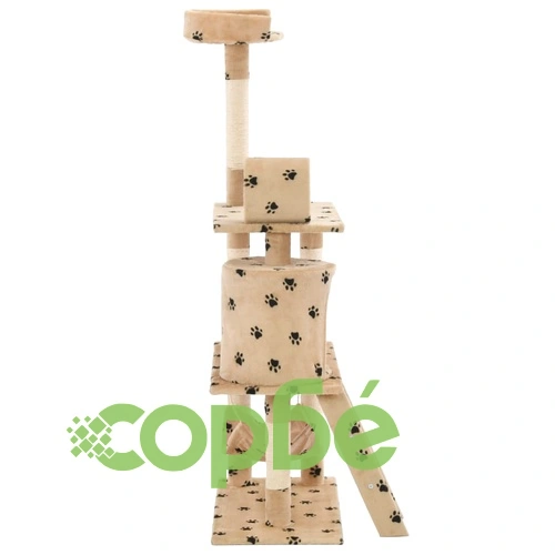 Котешко дърво със сизалени стълбове, 140 см, бежово, на лапички ➤ топ цена ➤ sorbe.bg