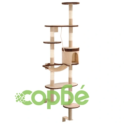 Котешко дърво със сизален стълб за стена 194 см бежово и кафяво ➤ топ цена ➤ sorbe.bg