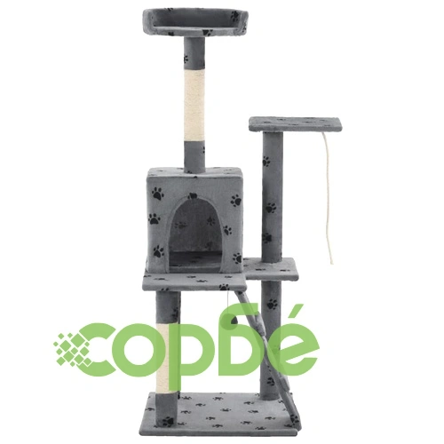 Котешко дърво със сизалени стълбове, 120 см, сиво, на лапички ➤ топ цена ➤ sorbe.bg