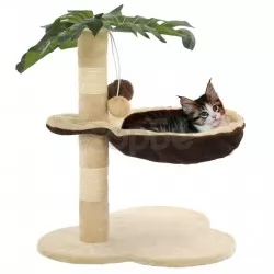 Котешко дърво със сизален стълб, 50 см, бежово и кафяво
