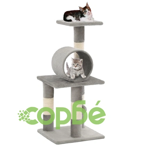 Котешко дърво със сизалени стълбове, 65 см, сиво ➤ топ цена ➤ sorbe.bg