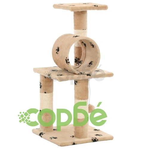 Котешко дърво със сизалени стълбове, 65 см, бежово, на лапички ➤ топ цена ➤ sorbe.bg