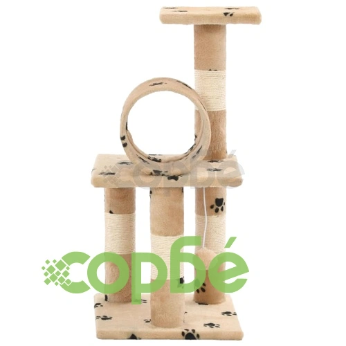 Котешко дърво със сизалени стълбове, 65 см, бежово, на лапички ➤ топ цена ➤ sorbe.bg