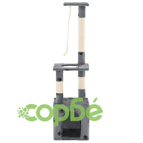 Котешко дърво със сизалени стълбове, 109 см, сиво, на лапички ➤ топ цена ➤ sorbe.bg