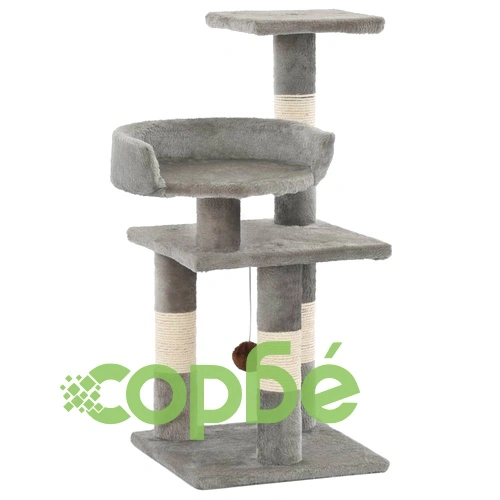 Котешко дърво със сизалени стълбове, 65 см, сиво ➤ топ цена ➤ sorbe.bg