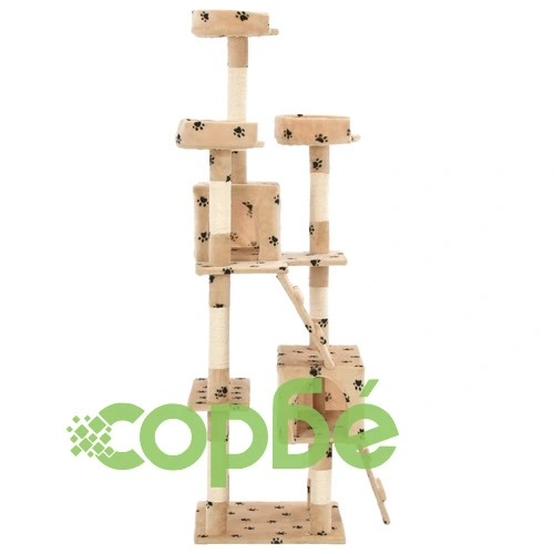 Котешко дърво със сизалени стълбове, 170 см, бежово, на лапички ➤ топ цена ➤ sorbe.bg