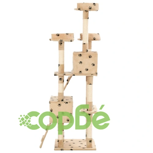 Котешко дърво със сизалени стълбове, 170 см, бежово, на лапички ➤ топ цена ➤ sorbe.bg