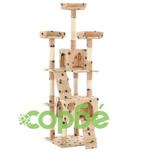 Котешко дърво със сизалени стълбове, 170 см, бежово, на лапички ➤ топ цена ➤ sorbe.bg