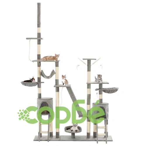 Котешко дърво със сизалени стълбове, 230-250 см, сиво ➤ топ цена ➤ sorbe.bg