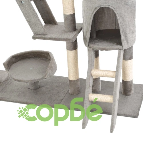 Котешко дърво със сизалени стълбове, 230-250 см, сиво ➤ топ цена ➤ sorbe.bg