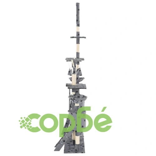 Котешко дърво със сизалени стълбове, 230-250 см, лапички, сиво ➤ топ цена ➤ sorbe.bg