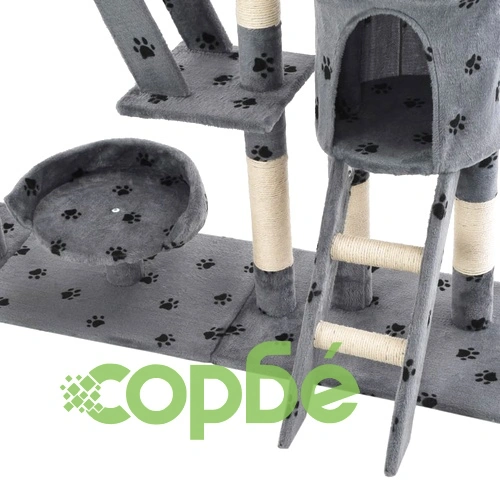 Котешко дърво със сизалени стълбове, 230-250 см, лапички, сиво ➤ топ цена ➤ sorbe.bg