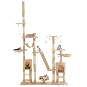 Котешко дърво със сизалени стълбове, 230-250 см, бежово