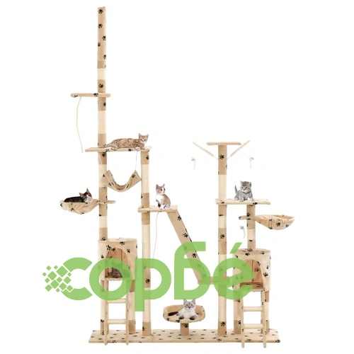 Котешко дърво със сизалени стълбове, 230-250 см, бежово на лапи ➤ топ цена ➤ sorbe.bg