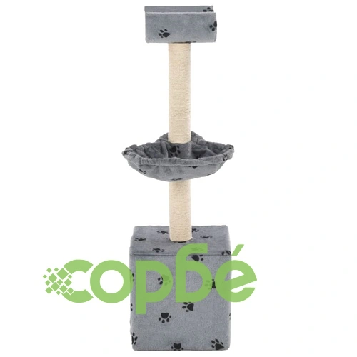 Котешко дърво със сизалени стълбове, 105 см, сиво, на лапички ➤ топ цена ➤ sorbe.bg
