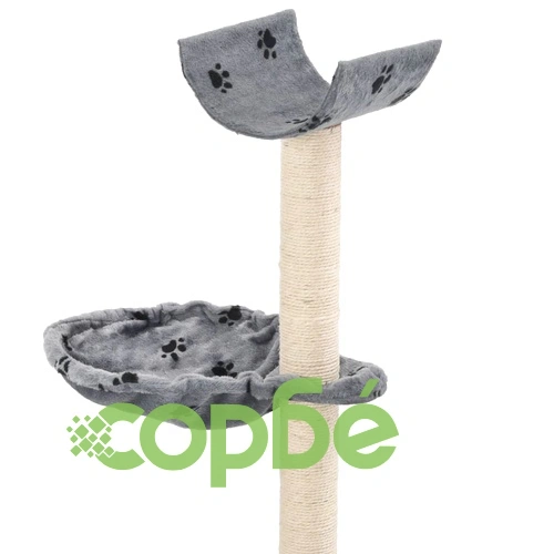 Котешко дърво със сизалени стълбове, 105 см, сиво, на лапички ➤ топ цена ➤ sorbe.bg