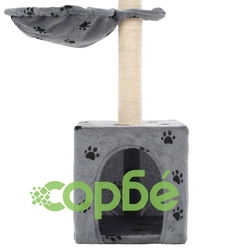 Котешко дърво със сизалени стълбове, 105 см, сиво, на лапички ➤ топ цена ➤ sorbe.bg