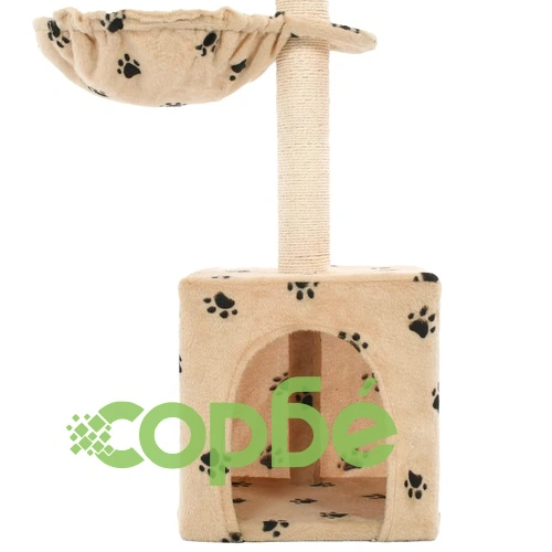 Котешко дърво със сизалени стълбове, 105 см, бежово, на лапички ➤ топ цена ➤ sorbe.bg