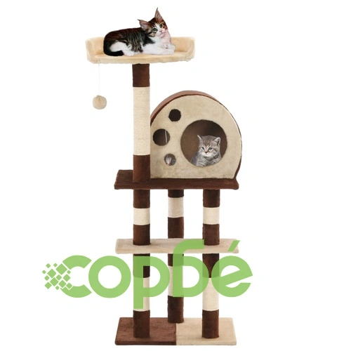 Котешко дърво със сизалени стълбове 127 см бежово и кафяво ➤ топ цена ➤ sorbe.bg