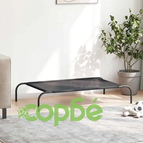 Повдигнато легло за кучета, черно, L, textilene ➤ топ цена ➤ sorbe.bg