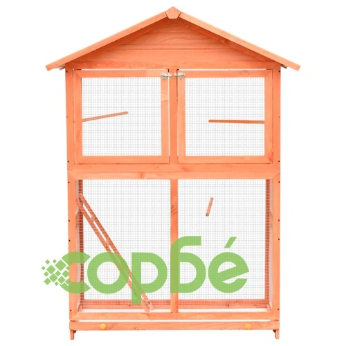 Клетка за птици, чам и ела масив, 125,5x59,5x164 см ➤ топ цена ➤ sorbe.bg