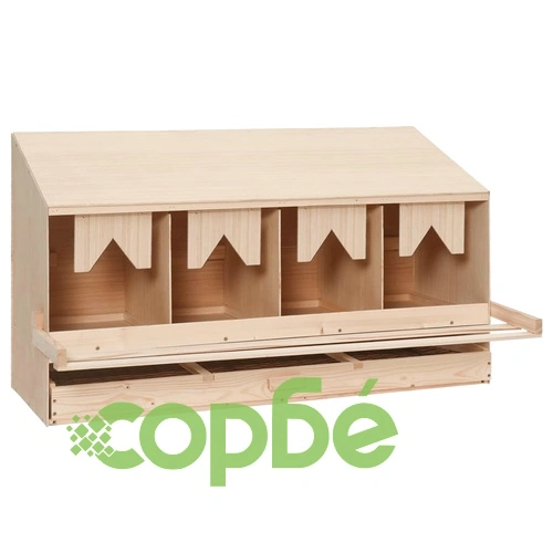 Пилешка гнездилка, 4 отделения, 106x40x59 см, бор масив ➤ топ цена ➤ sorbe.bg