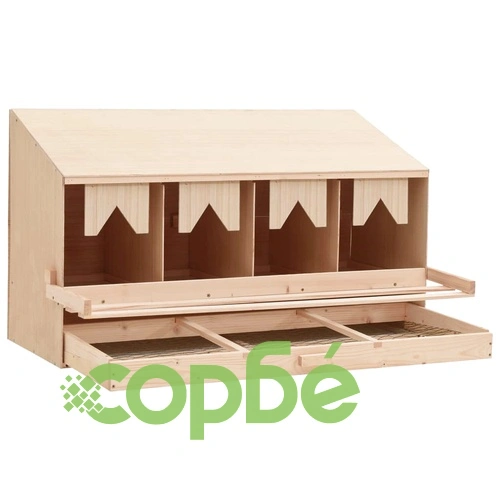 Пилешка гнездилка, 4 отделения, 106x40x59 см, бор масив ➤ топ цена ➤ sorbe.bg