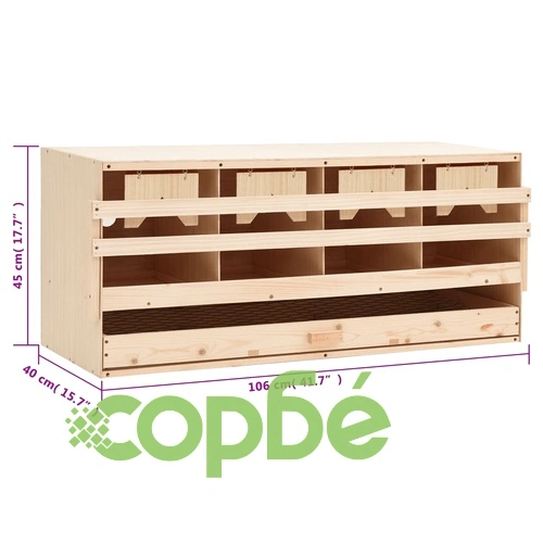 Пилешка гнездилка, 4 отделения, 106x40x45 см, бор масив ➤ топ цена ➤ sorbe.bg