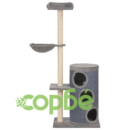Котешко дърво със сизалени стълбове, сиво, 148 см ➤ топ цена ➤ sorbe.bg
