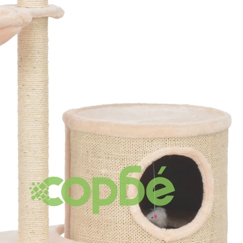 Котешко дърво със сизалени стълбове, бежово, 148 см ➤ топ цена ➤ sorbe.bg