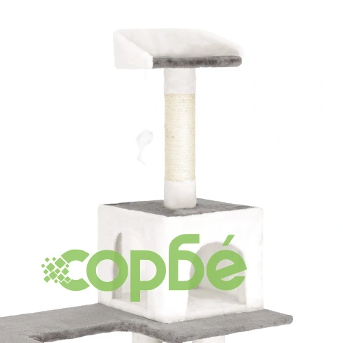 Котешко дърво със сизалени стълбове, бяло, 225 см ➤ топ цена ➤ sorbe.bg