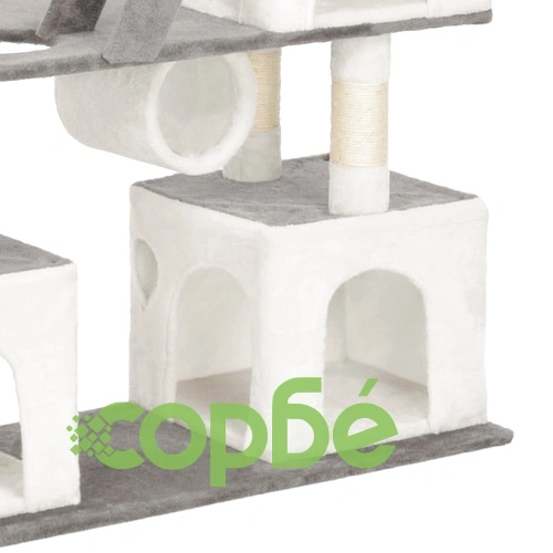 Котешко дърво със сизалени стълбове, бяло, 225 см ➤ топ цена ➤ sorbe.bg