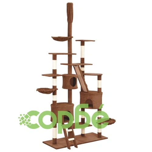 Котешко дърво със сизалени стълбове, кафяво, 255 см ➤ топ цена ➤ sorbe.bg