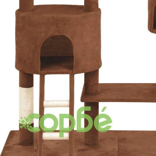 Котешко дърво със сизалени стълбове, кафяво, 255 см ➤ топ цена ➤ sorbe.bg