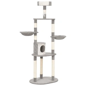 Котешко дърво със сизалени стълбове, сиво, 180 см