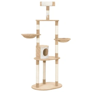 Котешко дърво със сизалени стълбове, бежово, 180 см