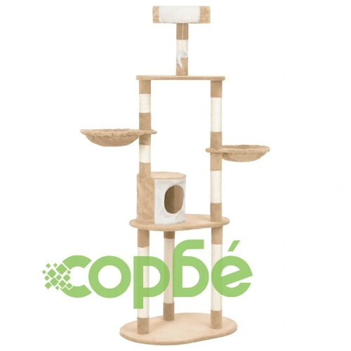 Котешко дърво със сизалени стълбове, бежово, 180 см ➤ топ цена ➤ sorbe.bg