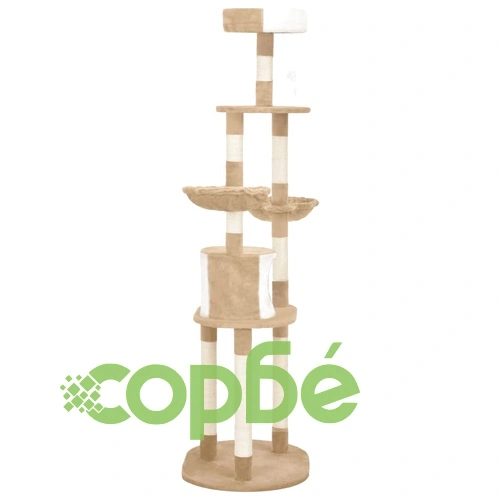 Котешко дърво със сизалени стълбове, бежово, 180 см ➤ топ цена ➤ sorbe.bg