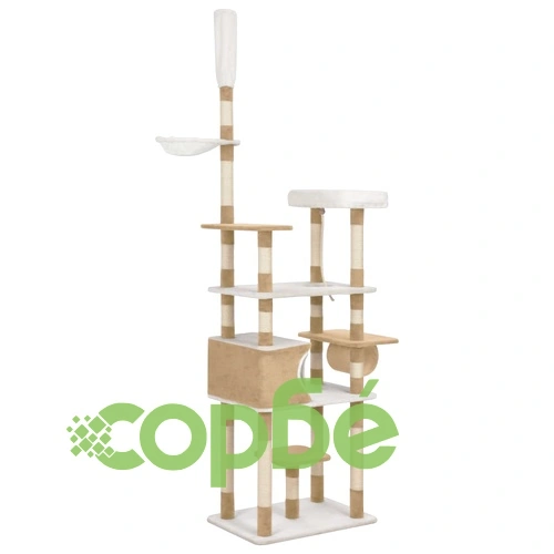 Котешко дърво със сизалени стълбове, бежово, 235 см ➤ топ цена ➤ sorbe.bg