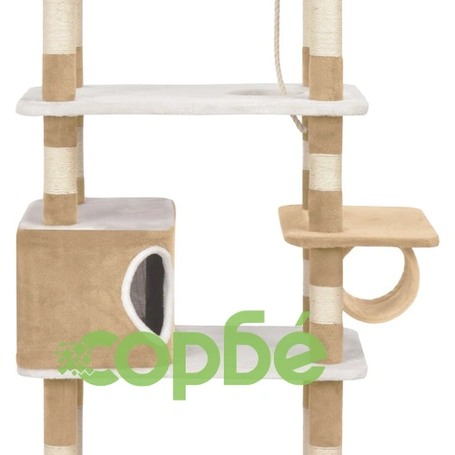 Котешко дърво със сизалени стълбове, бежово, 235 см ➤ топ цена ➤ sorbe.bg