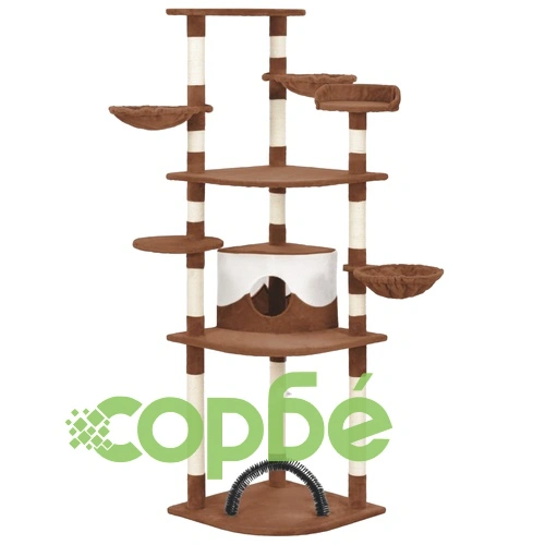 Котешко дърво със сизалени стълбове, кафяво, 190 см ➤ топ цена ➤ sorbe.bg
