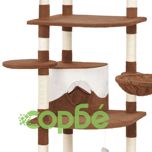 Котешко дърво със сизалени стълбове, кафяво, 190 см ➤ топ цена ➤ sorbe.bg